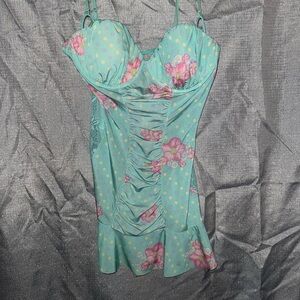 Victoria's Secret Mint Green Floral Chemise